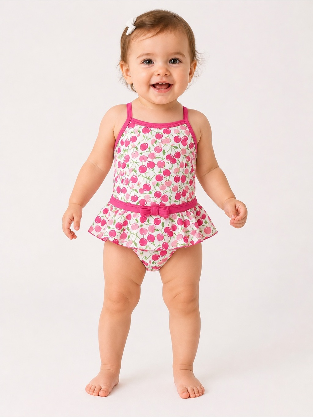 Toddler Pink Cherry Print Ruffle One-Piece Swimsuit 12-18m